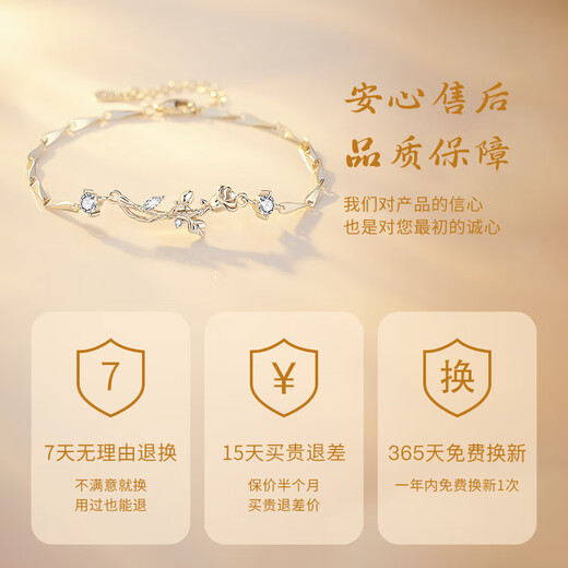 Central Chuang Fashion Chinese Gold Silver Bracelet Women's Light Luxury High-end Niche Girls Bracelet as a Birthday Gift for Girlfriend S925