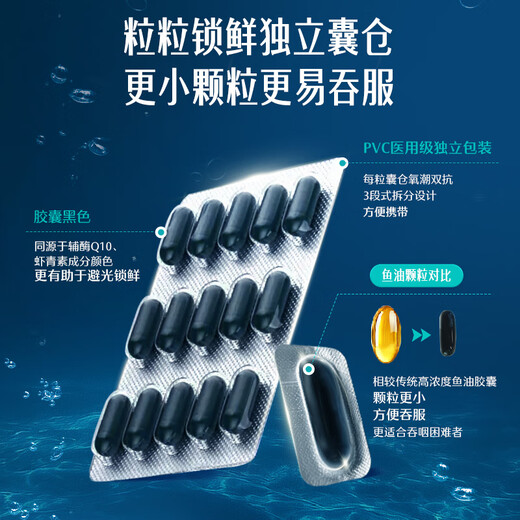 Swisse 96% High Purity Deep Sea Fish Oil Coenzyme Q10 Soft Capsules Black Bandage Fish Oil 60 capsules Omega-3