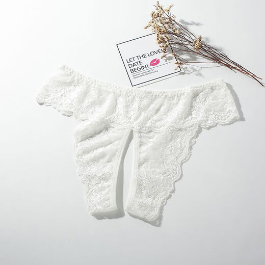 220Jin Jin is equal to 0.5kg plus size women's underwear sexy lace butterfly embroidery thin nude open file seamless thong white XL