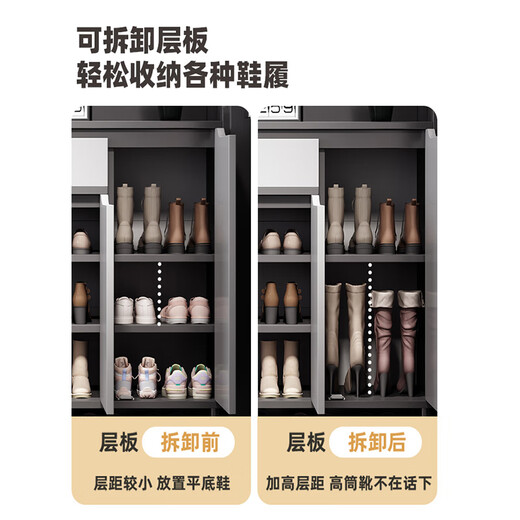 MIKEMIJIA entry shoe cabinet home door storage cabinet integrated wall-mounted large-capacity storage 2025 new indoor solid wood shoe rack E1 grade environmental protection board 4 doors 4 layers 120CM sky gray can hold 22-25 pairs of shoes Delivered upstairs (self-assembly)