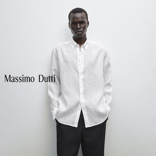 Massimo Dutti discount upgrade 2026 men's casual style simple and versatile standard version linen shirt men's long sleeve 00131726 white M (CN 180/96A) size is too large