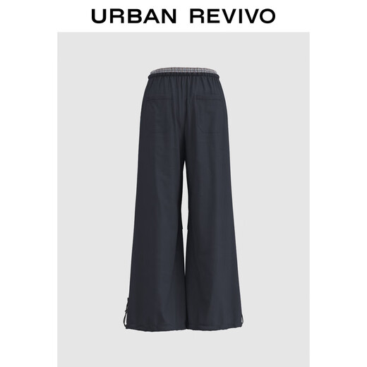 UR2025 automne Nouveau pantalon de crampons plissés à carreaux décontractés à carreaux occasionnels Uyl650075 Bleu encre M (M-L)