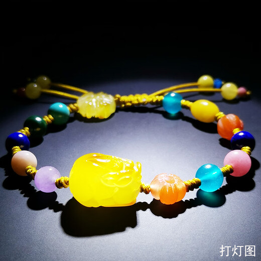 Amber style, one thing, one picture, one certificate, beeswax bracelet, women's bracelet, full honey chicken oil yellow natural amber hand beads, bracelet 6.15g, 15*11*10mm