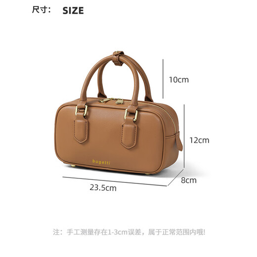 Сумки Bugatti (BUGATTI) женские роскошные сумки 2025 новая женская сумка через плечо сумка Boston подарок жене на день рождения и юбилей, золотисто-коричневая подарочная коробка