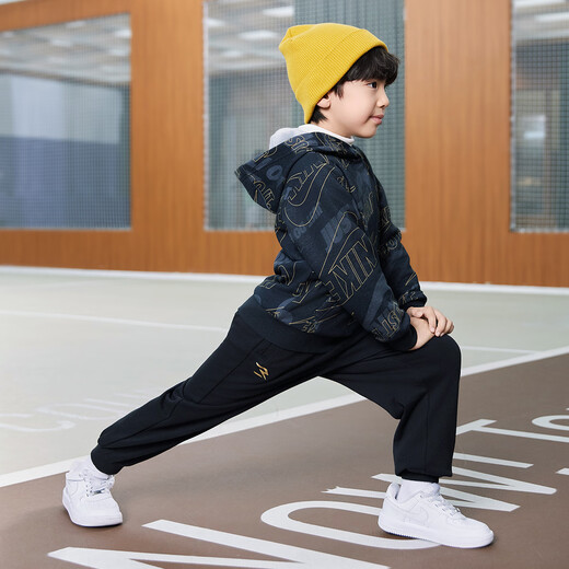 NIKE Nike all-print tops + pants thin velvet suit for boys and girls 2025 winter trendy and fashionable children's 2-piece set