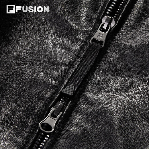 FILA FUSION same style men's jacket 2025 winter new fashion loose leather jacket black-BK XL 180/100A/XL