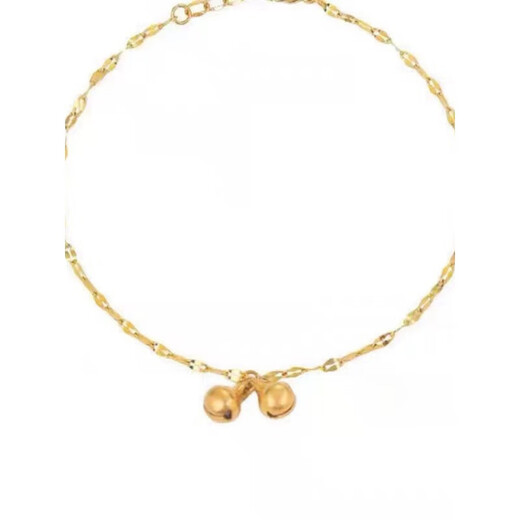 Yiqi 18K gold anklet for women AU750 rose gold K gold light luxury niche design anklet length K gold double bell anklet