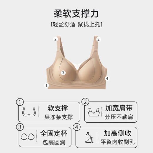 MiiOW Seamless Underwear Women's Wireless Bra Large Breast Revealing Small Pull-up Push-Up Anti-Sagging Foundation Liquid Bra Women