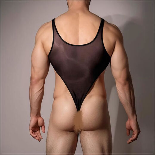 Erotic lingerie men's sexy jumpsuit new hollow tight thong fully transparent vest muscular men adult black one size fits all recommended 120-160Jin Jin equals 0.5 kg