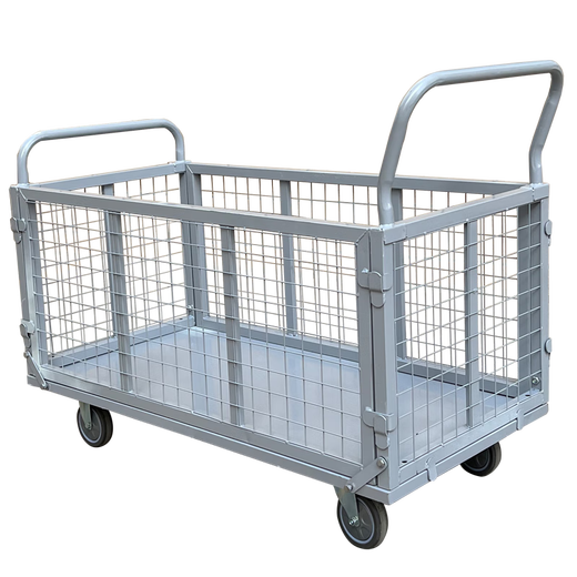 Hengli fence trolley pulls goods grid express supermarket cage trolley logistics handling turnover vehicle framed fence trailer off-road wheel 100x60x50 fence truck with 8 inch inflatable wheel 12