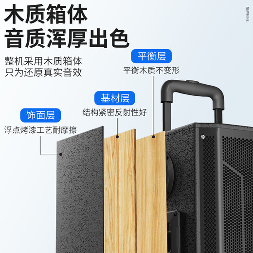 Newmine N530 12-inch square dance Bluetooth speaker high-power outdoor mobile portable trolley home karaoke high-volume wireless audio super long battery life dual microphone 7 speakers