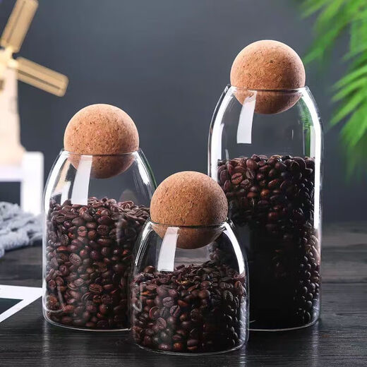 Modern simple kitchen sealed can cork spherical coffee bean can tea can miscellaneous grains seasoning nut moisture-proof can small 500ml 1 500ml