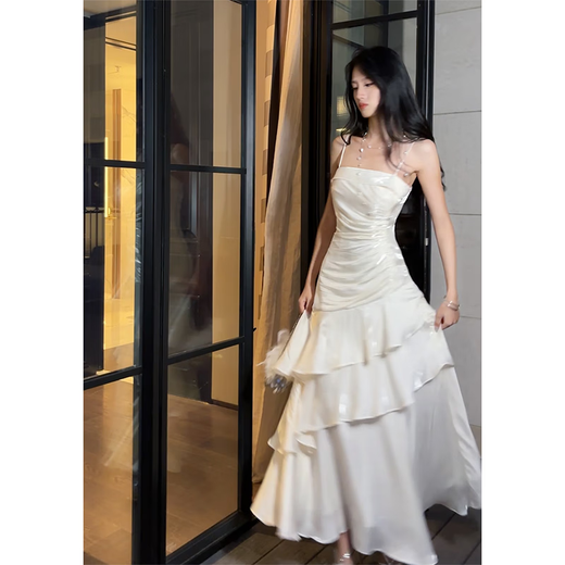 GJFDGood Job Iris Jasmine niche light luxury high-end suspender dress adult ceremony fishtail birthday dress Iris Jasmine long M