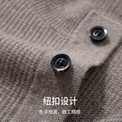 Hodo Light Luxury Cashmere & High-end Wool Autumn and Winter Cashmere Sweater Men's Warm Henley Neck Sweater Bottoming Top