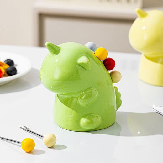 Unicorn Fruit Light Luxury Ceramic Tableware Set Home Cute High-grade Stainless Steel Storage Safe Fruit Fork Ceramic Macaron Custard Unicorn + 6 Forks