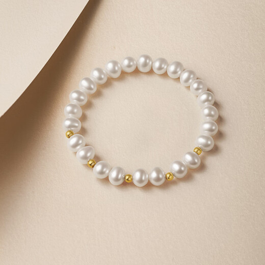 Saturday blessing yellow 18K gold pearl bracelet girl birthday gift, pearlescent color, about 16cm