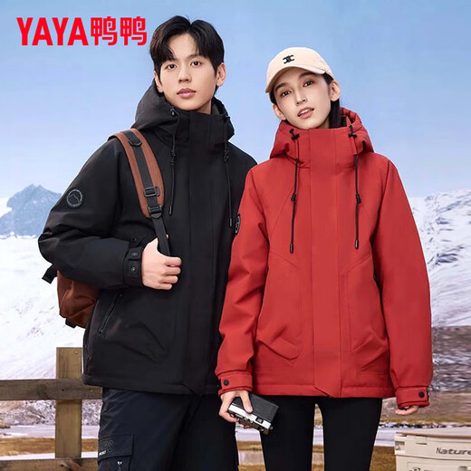 鸭鸭（YAYA）王一博同款新山系户外登山羽绒服男女士同款2025新款休闲外套YX 黑色 L /175/92A