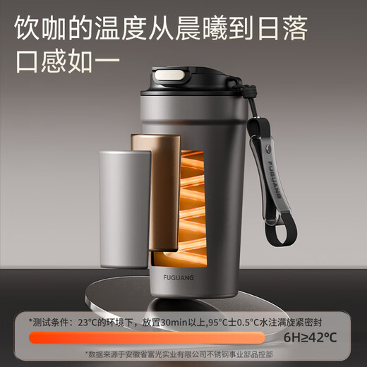 Fuguang inside and outside pure titanium coffee cup thermos cup men and women portable outdoor water cup high-end gift office tea cup 560ML