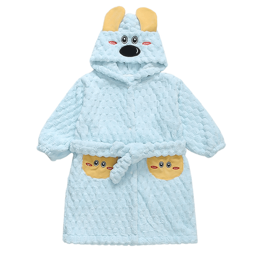 G.DUCKKIDS Little Yellow Duck Children's Pajamas Boys Coral Velvet Winter Hooded Dinosaur Pajamas Boys Baby Home Clothes Bath Towel Gray 90 cm Recommended Height 85-95cm