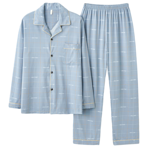 Pyjamas modal et pyjamas à l'automne en coton masculin de grande taille pantalon à manches longues simples costume en deux pièces lâches et décontractées peuvent être portées à l'extérieur des vêtements de maison zy9930 l 100-130jin [Jin est égal à 0,5 kg]