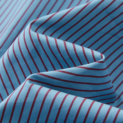 Demana Zizi cotton autumn artistic blue lapel contrast striped shirt patch pocket straight shirt women's top