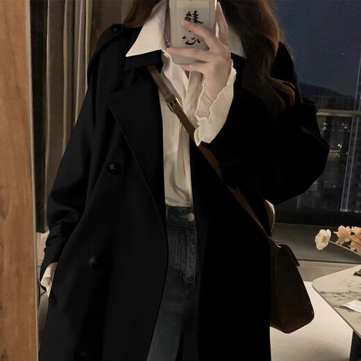 Luge Li Windbreaker Jacket Women's Khaki Spring and Autumn Women's 2025 New Small Korean Style Autumn Coat Mid-Length Khaki Windbreaker S