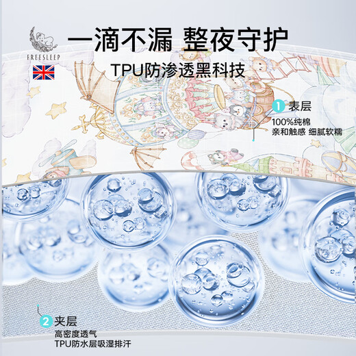 FREESLEEP crib fitted sheet pure cotton Class A diaper sheet mattress cover spliced waterproof children's baby special autumn and winter customized Star Astronaut-100% cotton 7A antibacterial gift box 105*60