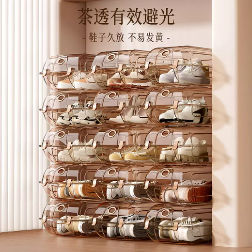 Yusenyi shoe box storage box is a transparent space-saving plastic shoe storage artifact storage box that does not take up space and can be stacked as a shoe cabinet. 10 pieces in extra wide size (high-end gray) within 45 yards