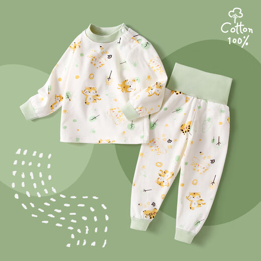 JOYNCLEON baby autumn clothing set pure cotton high-waisted belly-protecting autumn pants for children split male baby thermal underwear Jtz193596