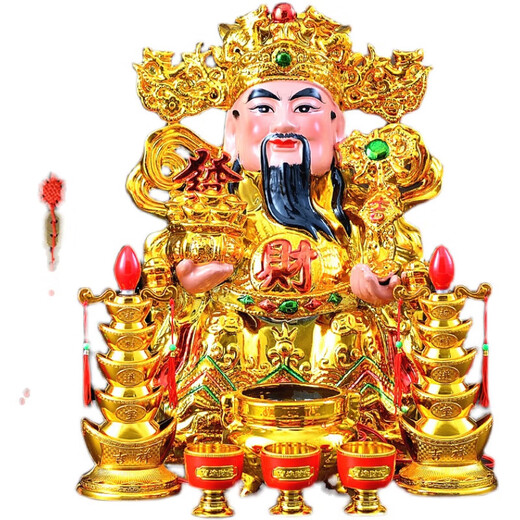 God of Wealth Buddha Statue Ornament Ceramic Wealth God of Wealth Buddha Statue Household SN1592 8-inch Single Golden God of Wealth