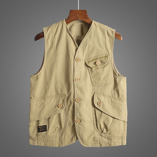 Amerikanische Arbeitsweste aus reiner Baumwolle mit mehreren Taschen für Paare, Weste für Herren, Schwarz XL