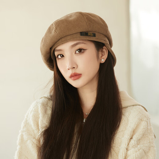 Raodie reversible big head painter's hat female beauty Lard style beret autumn and winter style face-showing small octagonal hat MM1558 black one size