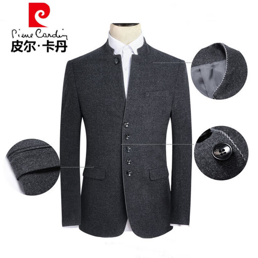 Pierre Cardin high-end woolen suit suit for men 2025 autumn new suit middle-aged stand-up collar tunic suit two-piece suit for men standard version XL recommended 130-145 Jin Jin equals 0.5 kg