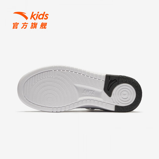 Anta children's cotton shoes for boys and girls in autumn and winter new leather surface plus velvet to keep warm and Velcro color matching versatile casual high-top sneakers. Store manager recommends Anta white/black-2 33 shoe inner length 20.5cm