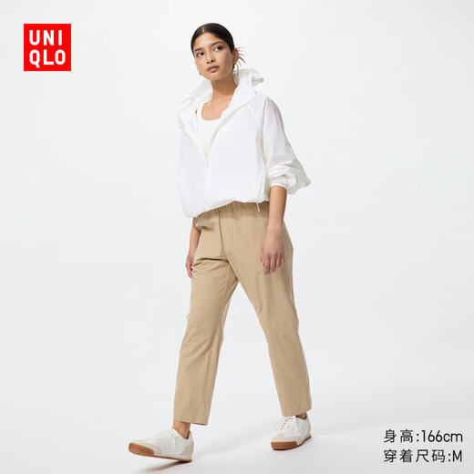 
Uniqlo women's cotton comfortable cropped pants/casual fashion and versatile loose 478846 31 Beige L /160/72A