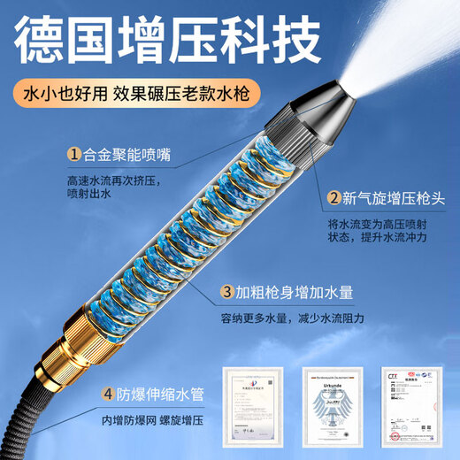 MGXEK Germany car wash water gun household flushing high-pressure water pipe flower watering artifact telescopic water pipe hose powerful 22.5 meters telescopic pipe high-pressure decontamination poly-pressure spray open with one twist