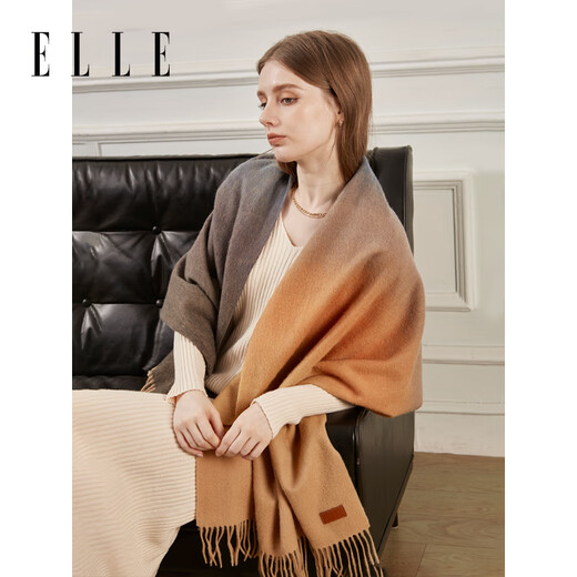 ELLE 100% sheep wool scarf women's winter warm fashion gift box large size shawl scarf