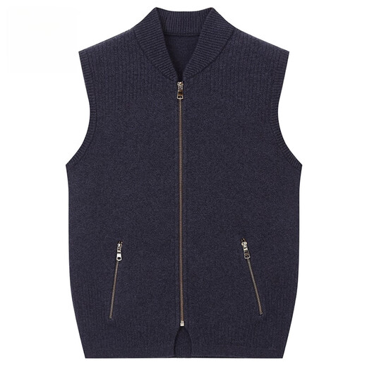 KING DEER Pull en Pur Cachemire pour Homme Cardigan sans Manches pour Homme Automne et Hiver Gilet Tricoté avec Gilet de Poche Gilet à Fermeture Éclair Épaissi Noir Gris L 115/175 Code