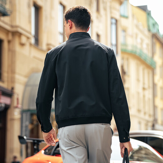 Mr. Bu's Retro British Style Jacket Men's 2025 Autumn and Winter New Business Casual Simple Men's Top BT16917 Piano Black L (175)