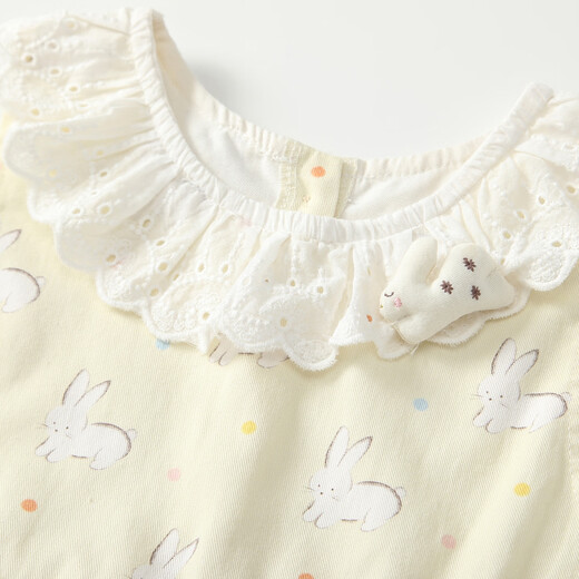 Fanlie Girls Overalls Suit Autumn 2025 New Fashionable Cute Baby Clothes Baby Two-piece Set Spring and Autumn Creamy Yellow 80 cm