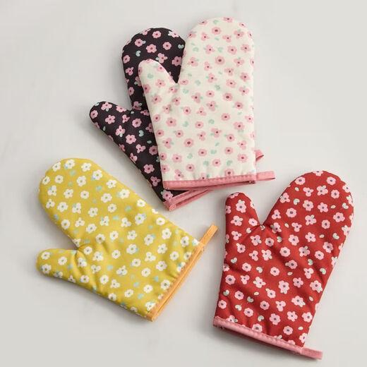 Yong Huan Mi Li Feng Wu Thickened Microwave Oven Gloves High Temperature Resistant Oven Insulated Anti-scalding Gloves New Kitchen Baking Tools Tea Break Bear Insulated Gloves 2 Pack