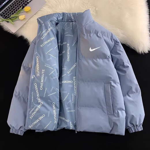 NBA CARES-Nike Nike new jacket down double-sided cotton jacket winter men and women thickened cotton jacket warm stand-up collar cotton jacket Nike Khaki XL recommended 130-150Jin Jin equals 0.5 kg