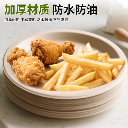 Jieribang disposable sugarcane pulp dinner plates 9 inches 20 pieces food grade thickened waterproof and oil-proof biodegradable paper plates