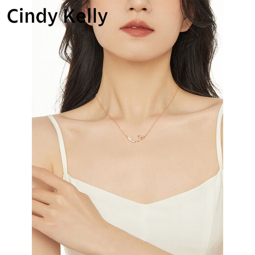 Cindy Kelly light luxury niche silver necklace, versatile, heart-shaped clavicle chain, high-end, birthday and New Year gifts for girls and girlfriends, rose gold, practical and high-end for wives and girlfriends