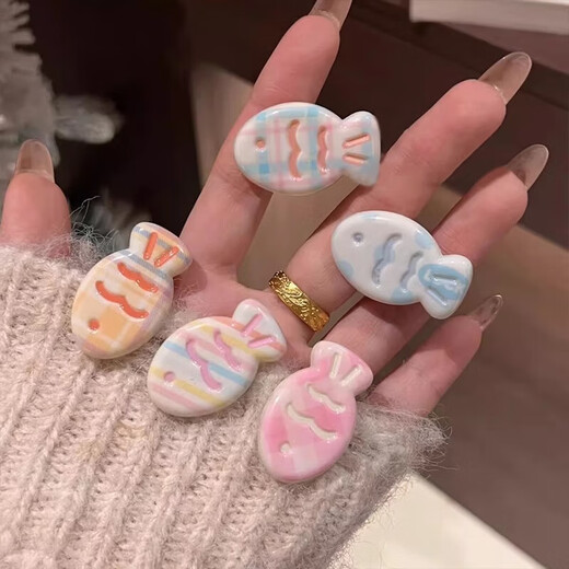 Girly cream candy color cute snapper fish hairpin sweet ins bangs cartoon clip day versatile headwear 6 pack random color