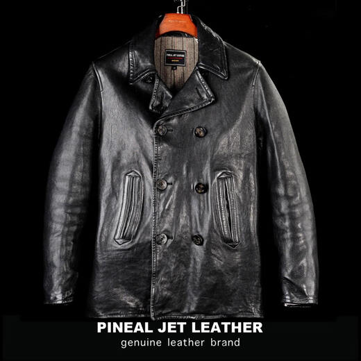 PJL Men's Japanese Autumn and Winter 740 New Retro Mid-Length Sheepskin Retro Heavy Wash 740 Military Coat Black 2XL (200Jin Jin is equal to less than 0.5 kg)