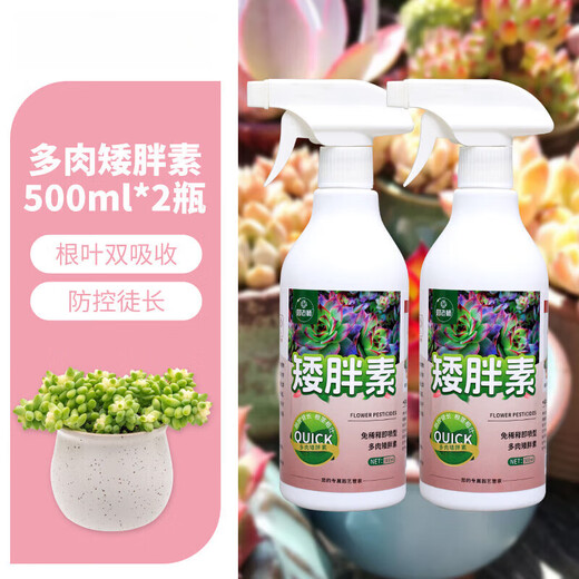 OUOETY succulent dwarf nutrient solution special prevention and control of leggy growth, color and growth booster to promote root growth chlormequat dilution-free fertilizer succulent dwarf 500ml*2 bottles