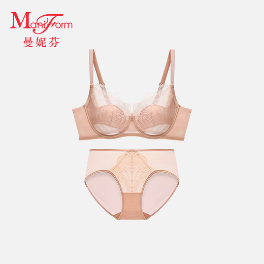 Manifene Giselle Sexy Lace Underwear Women's Soft Wire Anti-sagging Breast Slimming Women's Underwear Bra Set Amber Streaming Bra Underwear Set 75B M (160)
