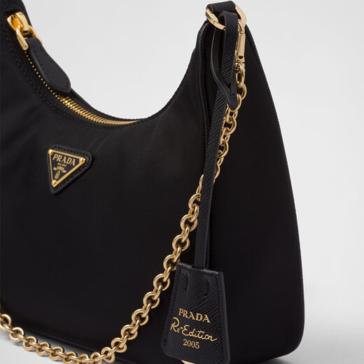PRADA/Prada Gift Women's Prada Re-Edition 2005 3-in-1 Handbag Women's Bag Black-Gold Logo