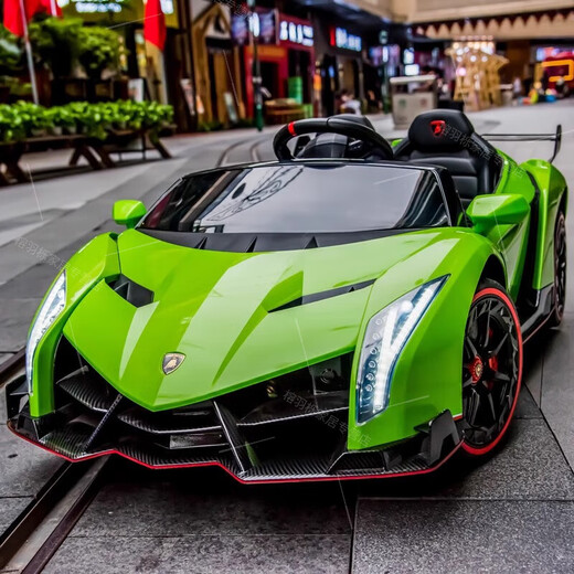 Hoyos German high-end Lamborghini children's electric car four-wheel car with remote control for boys and girls, baby can sit on it, four-wheel drive black - lithium battery scissor door + remote control + plastic